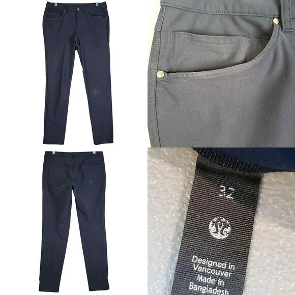 Lululemon Pants Mens Commission ABC Navy Blue Chino Flat Front Size 32 - Picture 1 of 10